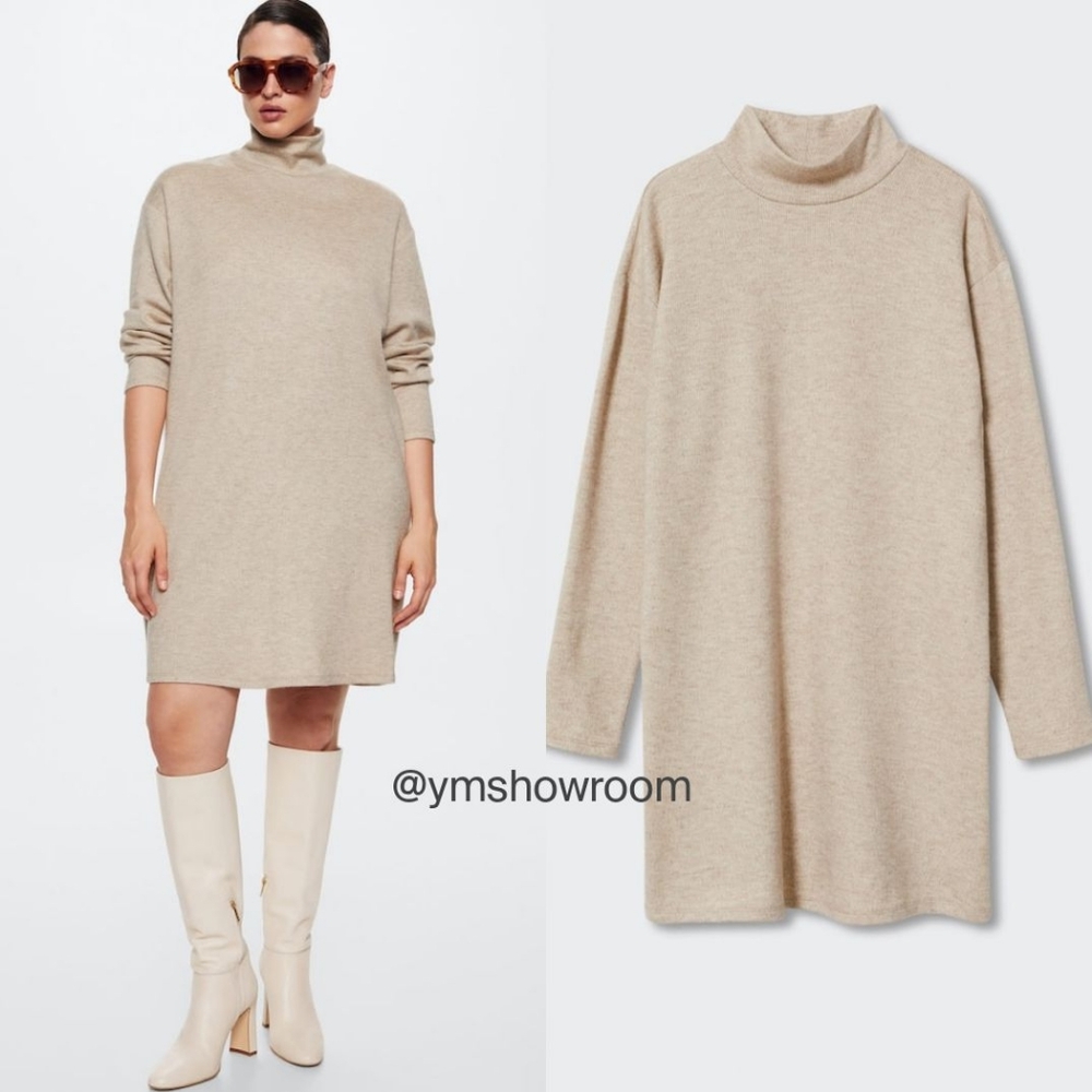 New MANGO Ribbed turtleneck dress